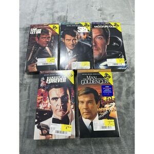 Vintage Lot of 5 James Bond 1970s VHS 007 + DVD Diamonds Moonraker New Sealed